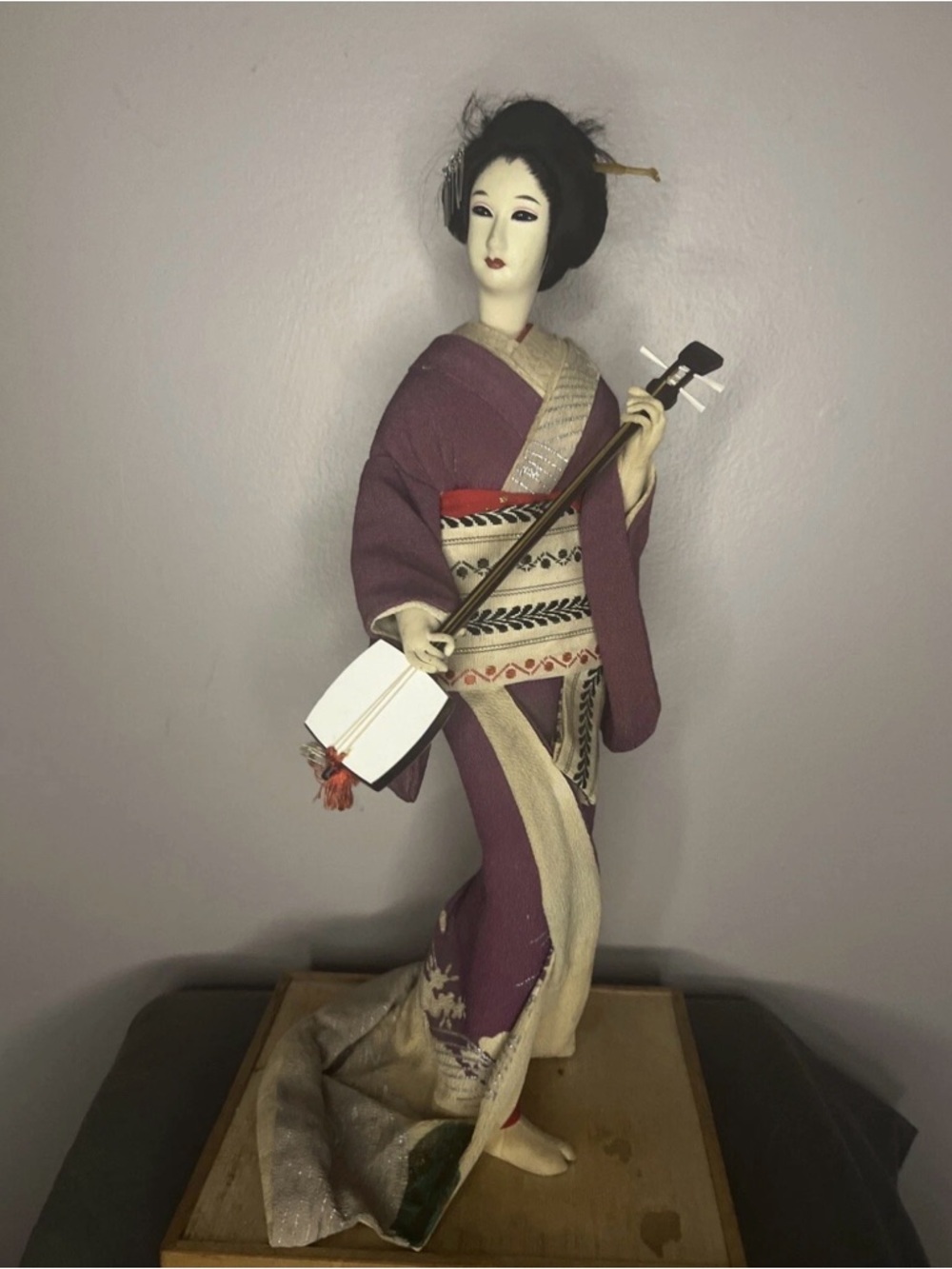 Vintage Nisha Japanese Geisha  Doll in Kimono With Instrument